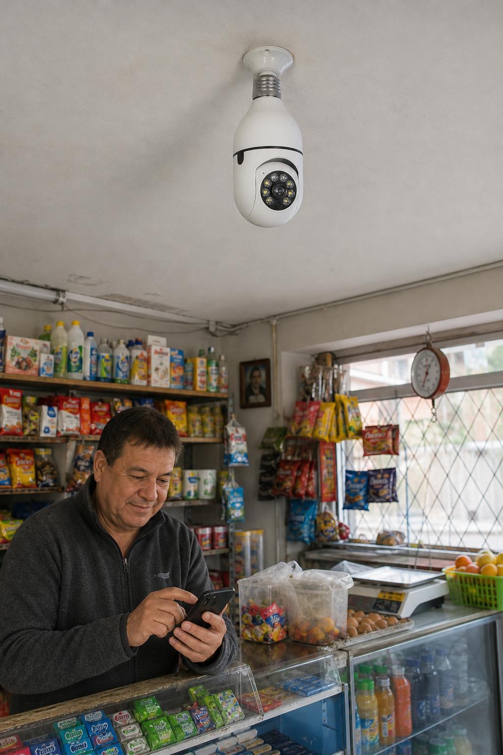 Cámara Ampolleta en un almacén de barrio
